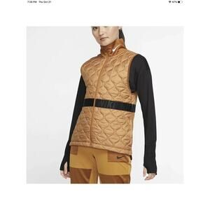 Nike Womens Aerolayer Thermore quilted Running Vest Burnt Orange sz medium